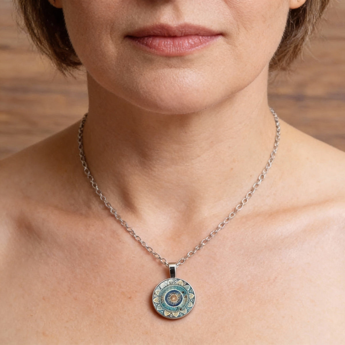 Floral Mandala Medallion Necklace with Ornate Patterns
