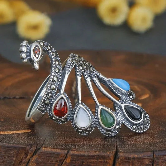 Adjustable Vintage Ring with Aquamarine