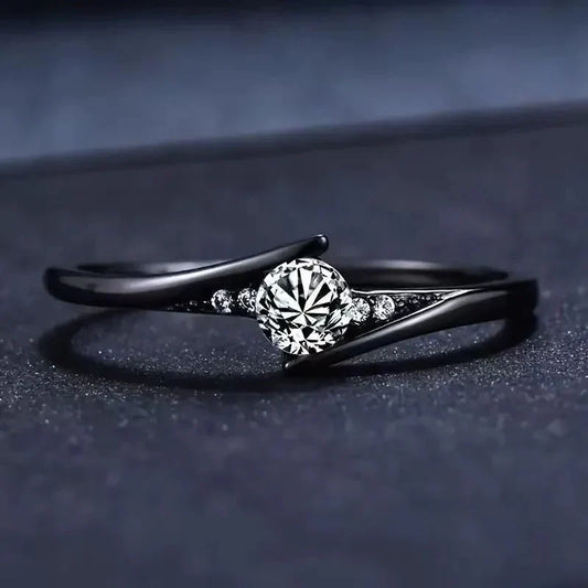 Stainless Steel Ring with Center Cubic Zirconia