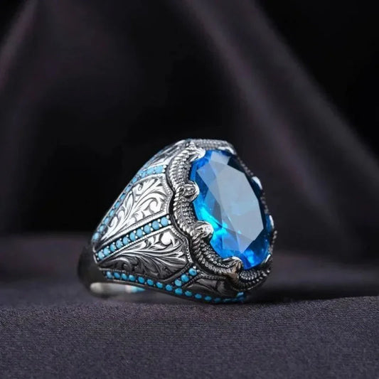 Artisan Vintage Ring with Blue Stone