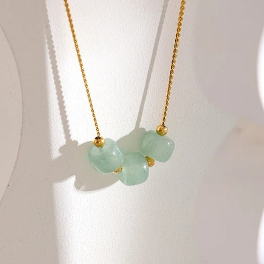 Vintage Necklace with Soft Green Gemstone Beads