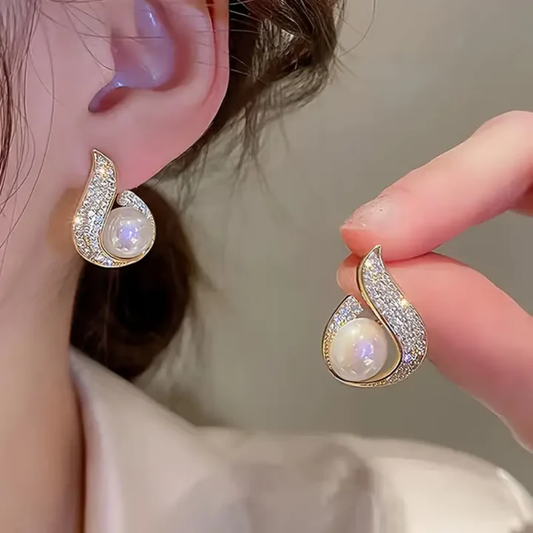 Elegant cubic zirconia earrings with sparkling teardrop-shaped beads