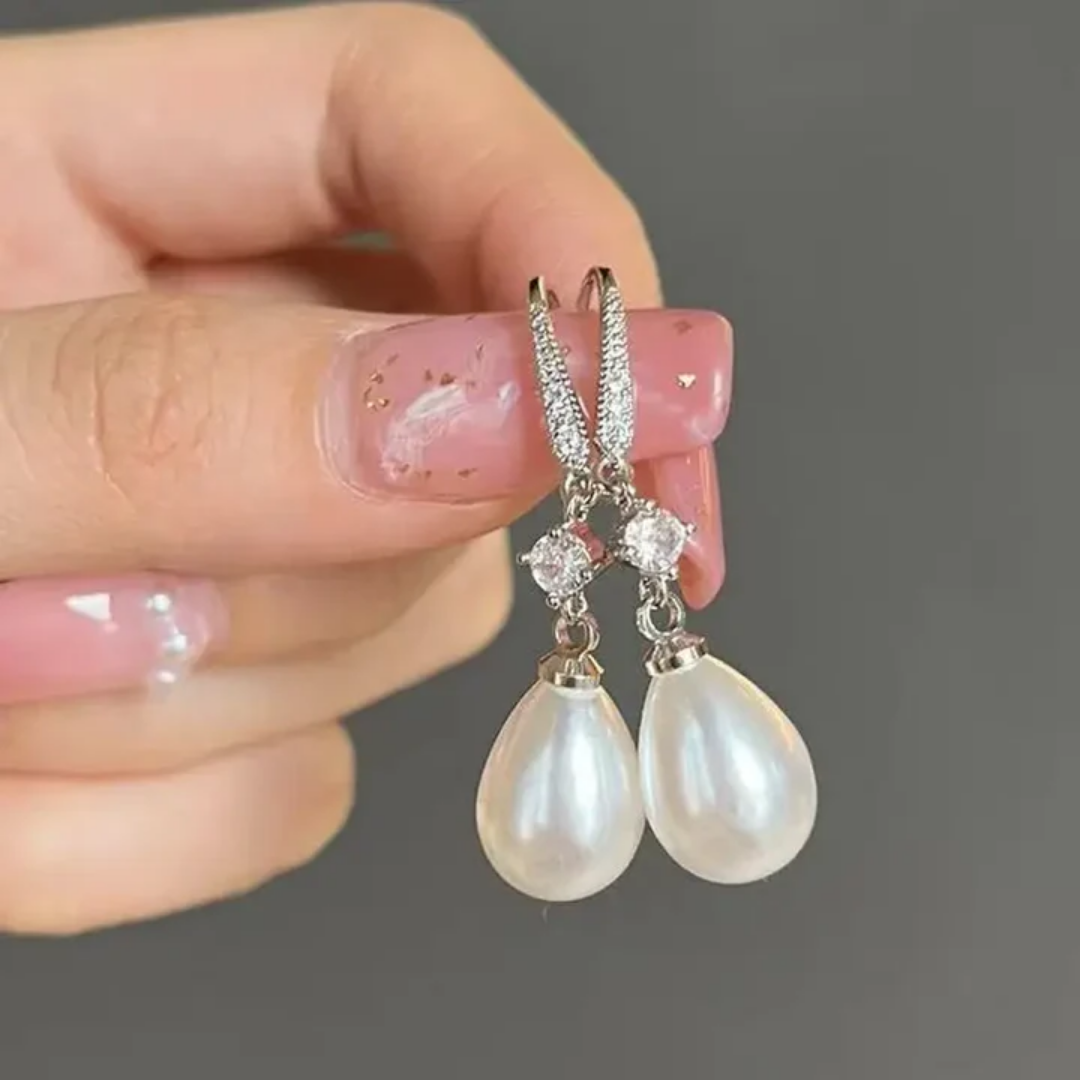 Elegant Cubic Zirconia Dangle Earrings with Freshwater Pearls for Women