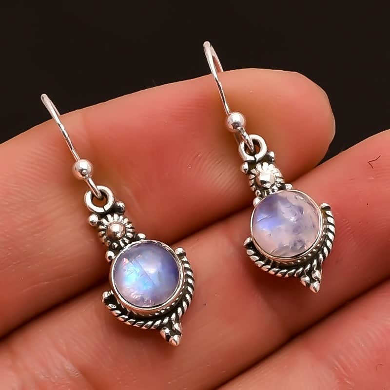 Mystic Rainbow Moonstone Dangle Earrings for Women