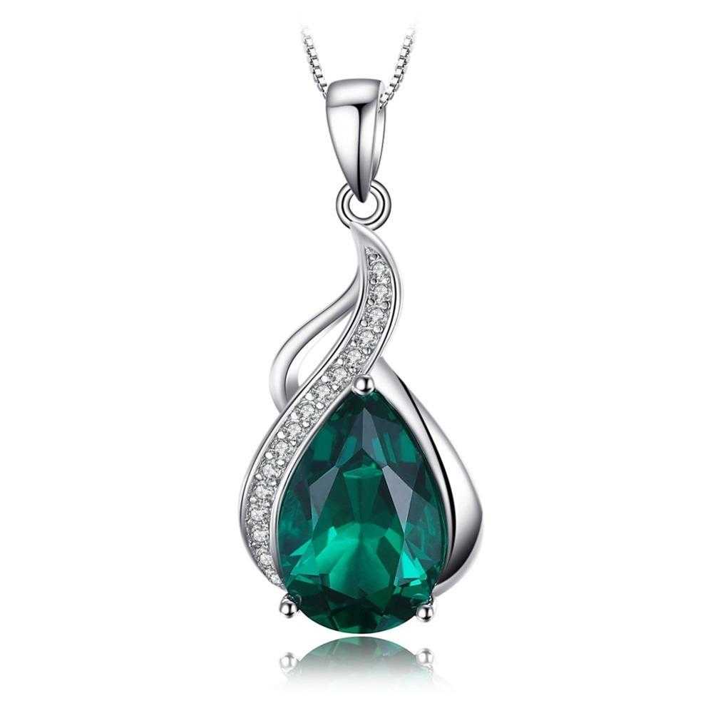 Elegant Teardrop Necklace with Sparkling Emerald Zirconia and Delicate Design