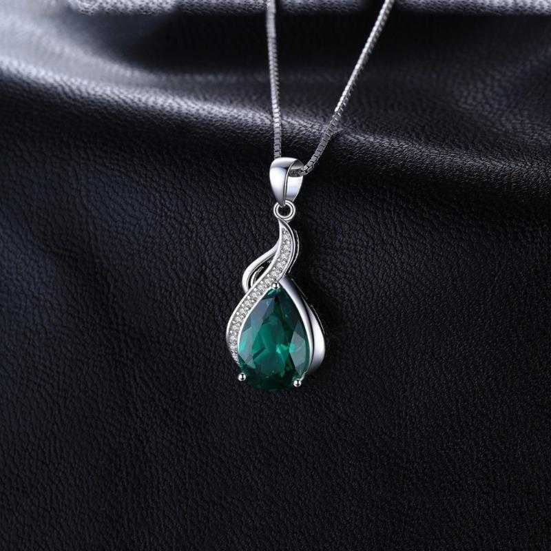 Elegant Teardrop Necklace with Sparkling Emerald Zirconia and Delicate Design