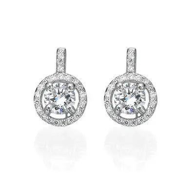 Brilliant Cubic Zirconia Halo Design Earrings for Elegant Women