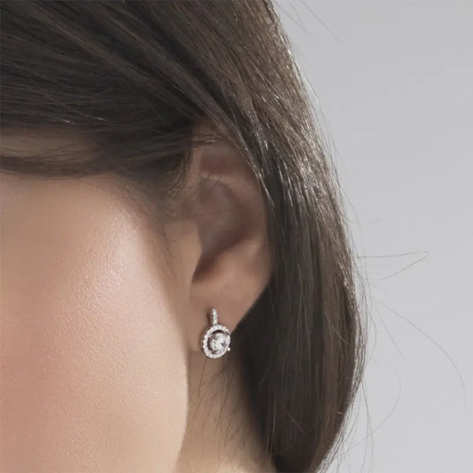 Brilliant Cubic Zirconia Halo Design Earrings for Elegant Women