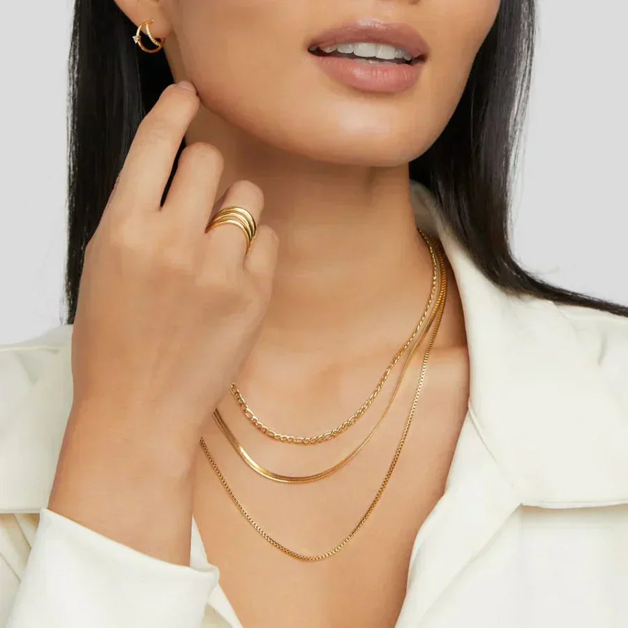 Modern Triple-Layer Necklace with Assorted Chains