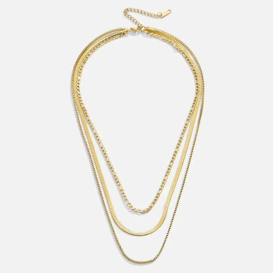 Modern Triple-Layer Necklace with Assorted Chains